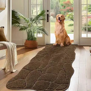 Large Dog Door Mat for Mud Paws, 24x59 Absorbent Dirt Trapper Long Door Mat, Non-Slip Washable Mud Mat for Dogs, Microfiber Soft Pet Rug Mat for Entryway, Dog Paws, Patio (Brown)