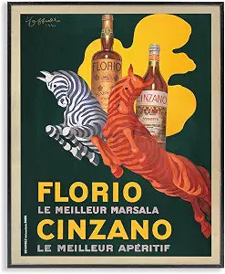 Vintage Cinzano Poster Kitchen, 16 x 20 Inch Framed Gicle Print
