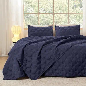 Litanika Oversized King Quilt Bedding Set,120x120Inch Super King Navy Comforter Bedspreads Lightweight Bed Coverlets Boho Bedding Cover Decor All Season, 3 Pieces (1 Quilt, 2 Pillowcases)