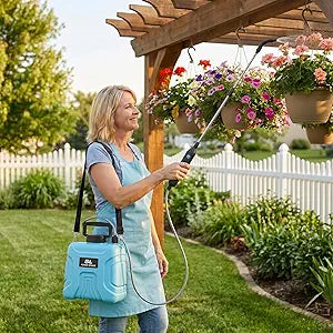 5l Plant Watering Can Outdoor, USB Rechargeable Cordless Plant Sprayer Watering Can with Extendable Wand (25.633.4 in), 2m Hose & Adjustable Shoulder Strap for Hanging Baskets, Patio, Garden