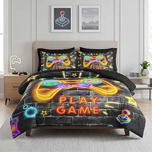 WeCozy 5 Pieces Twin Comforter Set for Boys - Gaming Bedding for Kids