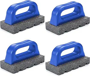 Wenqik 4 Pcs Rub Brick with Handle Concrete 20 Grit Masonry Tools Smoothing Cleaning Removing Marks Tool (Blue)