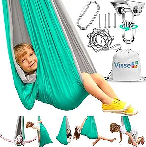 Sensory Swing for Kids Indoor Outdoor - Calming Cocoon Therapy Swing, Holds 300lbs - Hug-Like Sensory Hammock with 360 Swivel Hardware for Autism, ADHD, SPD Support