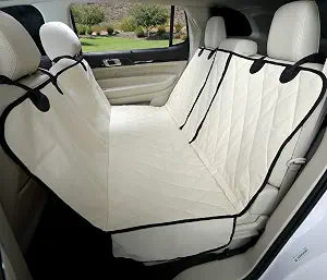 4Knines Dog Hammock for Cars, SUVs, and Small Trucks (Regular Size, Tan) Rear Seat Cover for 60/40 Split Bench w/Armrest & Seatbelt Access Heavy Duty, Waterproof, Easy Install, Machine Washable