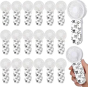 VIHOSE 20 Pack Soccer Party Favors Handheld Fans Bulk, Mini Portable Personal Fans with Bow for Soccer Team Gifts Sport Game Outdoor Supplies, No Battery Included