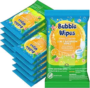 10-pack Bathroom Cleaning Wipes 100/200 Count 2-in-1 Citrus Scent Wipes Cleaner for Bathroom Toilet, Sink, Tile & Shower -Reusable Sealable Pouch, No Scrubbing Needed