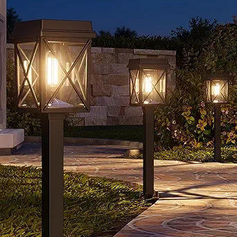 XMCOSY+ Solar Lights Outdoor, 8 Pack 50LM Bright Solar Pathway Lights, IP65 Waterproof 3-in-1 Garden Light for Yard Backyard Driveway Walkway Landscape Path (Warm/Cool White)