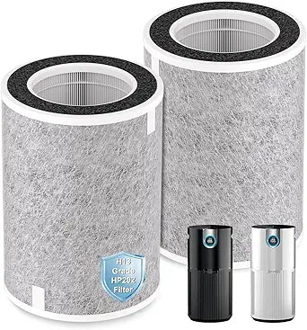 HP202 HP201 Replacement Filter Compatible with Shark HP200 HP300 Series & HC502 Air Puri-fier MAX, HP232 HP301 HP302 HC502, H13 True HEPA & Active Carbon Filter, Part # HE2FKBAS, HE2FKBASMB, 2 Pack