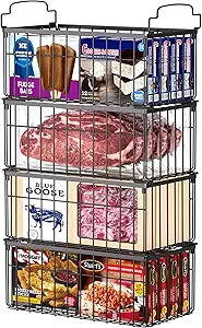 Freezer Organizer Bins, 4 Pack Big Baskets for 5/ 7 Cu.FT Deep Freezer