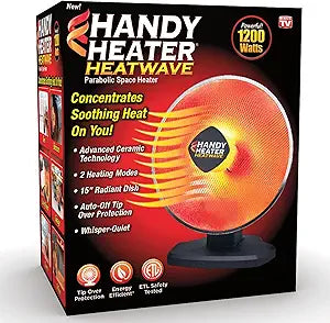 Ontel Handy Heater Heatwave Parabolic Space Heater with Ceramic Heating Technology