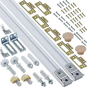 Bifold Door Hardware Kit, 2-Pack 36-Inch Bi-fold Closet Door Track Kit Bifold Closet Door Hardware Kit Folding Door Hardware Repair Replacement Tool Kit
