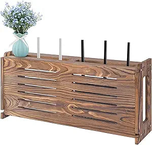 Router Shelf Wall Mount WiFi Router Storage Box Modem Cable Router Cover Organized Power Strip Cable Management Hider Rack by Wood Need Assembly 26 * 9.8 * 5.4 in(L* H * D) SSE