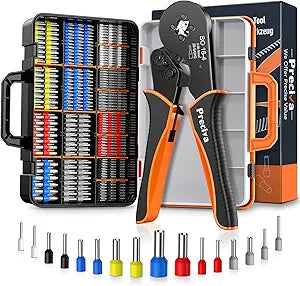 Preciva Ferrule Crimping Tool Kit with 1500PCS Wire Connectors, Ratchet Jaw Wire Crimping Pliers for AWG 28-5 Cable connectors