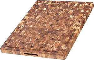 Teakhaus Butcher Block Carving Board - Extra Large Reversible Wooden Cutting Board with Juice Groove - Holiday Gift Ideas for Men and Women - Gift-Ready End Grain Wood, Knife Friendly - FSC Certified