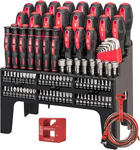 SUNHZMCKP 124-Piece Magnetic Screwdriver set, Includes Slotted, Phillips, Pozidriv, Hex, Torx and Precision Screwdriver, ratcheting screwdriver and nut drivers With Storage rack