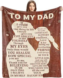 Fathers Day for Gifts Dad Gift from Daughter Dad Blanket for Birthday Soft Cozy Flannel Throw Blanket Present for Men Him Husband 60 * 50inch