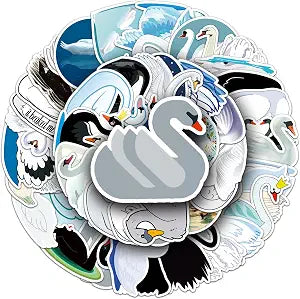 50Pcs Swan Stickers, Waterproof Vinyl Animal Decor Decals for Laptop, Phone, Backpack, Notebook - Personalized Stickers for Kids, Adults & Animal Lovers(swan)