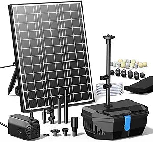 NFESOLAR Solar Water Fountain Kit, Pond Filter with 20W Solar Panel, 120 GPH Solar Water Pump, 4 Sprayers for Outdoor Pond 120-300 Gallons, Fish Tank and Garden Water Features N3212