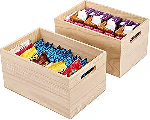 Sorbus Unfinished Wood Crates - Organizer Bins, Wooden Box for Pantry Organizer Storage, Closet, Arts & Crafts, Cabinet Organizers, Containers for Organizing (2 Pack)