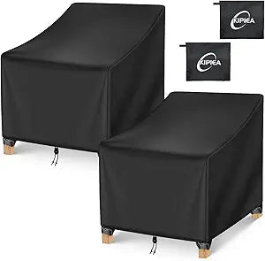 Kipiea Patio Chair Covers Waterproof Winter 2 Pack - Heavy Duty Lawn Outdoor Furniture Chair Covers with Anti UV and No Tears, No Fading (38" W x 31" D x 31" H)