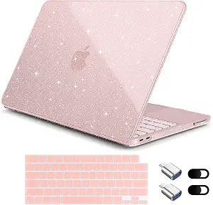 for MacBook Neo 13 Inch Case 2026 Release Model A3404, Bling Glitter Hard Shell with Keyboard Cover, 2 Webcam Covers & USB Adapter, 6-in-1 Bundle for Women Girls, Glitter Starlight