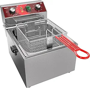 EGGKITPO Electric Deep fryer Single Tank Deep Fryer with Basket Capacity 10L(10.5QT) Electric Countertop Fryers with 60 Minute Timer for Home Kitchen and Restaurant, 1800 Watts, 120V
