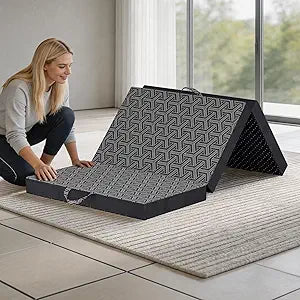 Folding Mattress,4"Full Foldable Mattress,Memory Foam Mattress Topper With Breathable &Washable,Trifold Mattress For Murphy Bed,Portable Folding Mattress for Guest,Camping,Caravan,Sleepovers