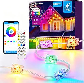Permanent Outdoor Lights, 200ft RGB+IC Smart LED Eaves Lights, Permanent Outdoor Lighting with App/Remote IP67 Waterproof for Daily, Christmas, Halloween,Valentine's Day, Holiday, Party Outdoor Decor