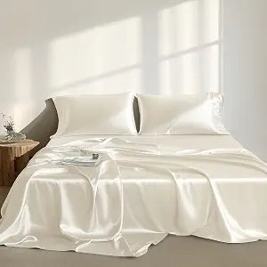 Madison Park Essentials Satin Sheets Queen Size Bed Set, 6 Piece, Ivory