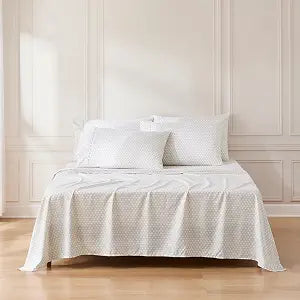 Lush Decor Eternity Sheet Set 6 Piece Set King Neutral - Diamond Bed Sheets - King Sheets - Geometric Art Deco - Mid Century Modern Decor