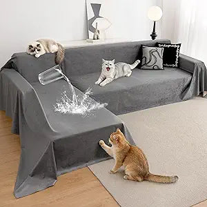 L Shaped Sectional Couch Cover 2 Pcs, Ultra Soft Waterproof Non-Slip Sofa Cover, Pet & Kid Proof Furniture Protector for Left/Right Chaise, Washable Scratch-Resistant Slipcover (XXL,118"x71"+118"x71")