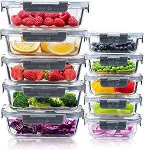 Igluu Meal Prep Glass Containers with Lids (10 Pack) 12.5/35.5oz