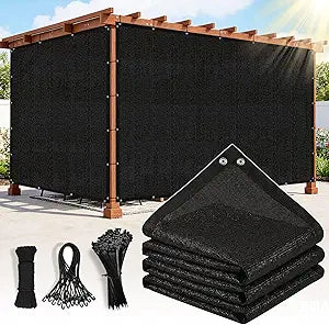 90% Sun Shade Cloth with Gromments, 0 8' X 1 2' Pergola Shade Cover Canopy, UV Protection Mesh Tarp Sun Screens for Outdoor Patio Garden Gazbos Porch Courtyard, Black