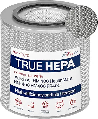 HM400 HEPA Filter Replacement Compatible with Austin Air HM 400 HealthMate HM-400 FR400 Air Purifier by LifeSupplyUSA