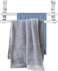 Omabeta Adjustable Double Layer Stainless Steel Towel Rack Telescopic 26-40cm Bathroom Organizer, Easy to Install(1PCS)