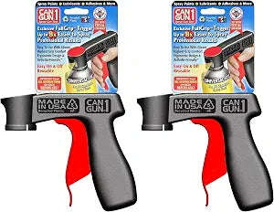 Safeworld Instant Aerosol Trigger Handle Can-Gun, Converts Spray Cans to Spray Guns, Full Hand Grip, Reusable, Easy Clip-On/Off, and Universal Fit for Paint, Adhesives, and Lubricants (2- Pack)