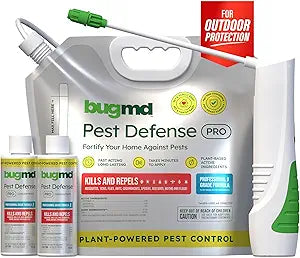 BugMD Pest Defense Pro Peppermint Oil Bug Spray & Mosquito Repellent Outdoor Patio - Ant Killer & Tick Spray for Yard | Plant Powered Electric Sprayer Wand Kit