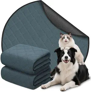 Siedihit Washable Reusable Pet Pee Pads, Absorbent Non-Slip Training Mat for Dog Cat Rabbit Puppy Kitten, Whelping Playpen Crate Bed Cage Home Indoor Outdoor (Large - 2pack, Round)