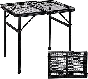 Portable Small Folding Table, Metal Camping Grill Table for BBQ, Picnic & Patio, Lightweight Foldable Outdoor Side Table, 23 x 15