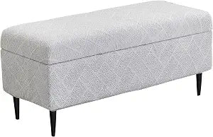 CRFATOP Jacquard Ottoman Stool Cover Stretch Folding Storage Footstool Bench Slipcovers Upholstered Foot Chest Chair Covers Washable Entryway Furniture Protector with Elastic Bands,S,Light Grey