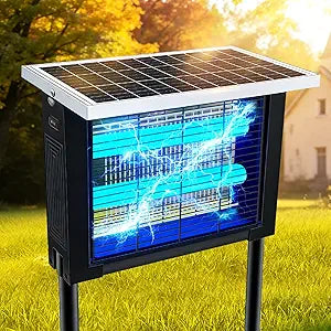 Solar Bug Zapper Outdoor for 2000 sq.ft, Portable Solar Mosquito Zapper with 13 FT Extension Cord, Rechargeable Electric Bug Zapper with High Powered for Patio Garden Backyard RV Camping Pest Control
