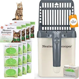 Neater Pet Brands Neater Scooper Standard Cat Litter Scoop, 195 Refill Bags Mess-Free Cat Litter Scooper with Bag, Spill-Proof Kitty Box Sifter, Bin Doubles as Scoop Holder, For Single-Cat Household
