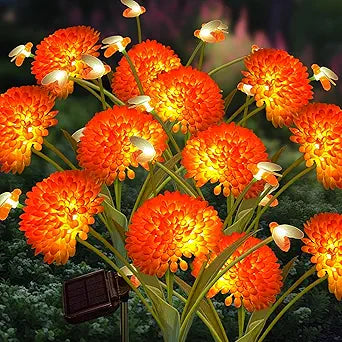 Solar Garden Lights, 6 Pack Swaying Bee Lights with Flowers, Waterproof Firefly Light Outdoor for Garden Patio Yard Pathway Decoration, Gifts for Women Mother's Day