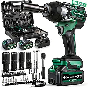 Impact Wrench 665 Ft-lbs(900N.m) 2200IPM, 1/2 Impact Gun with 21V 2x4.0AH Battery, Power Impact Driver 22 Drill Bits & 4 Sockets, Cordless Ratchet Wrench Set Gifts for Men Car Tire Lug Nut