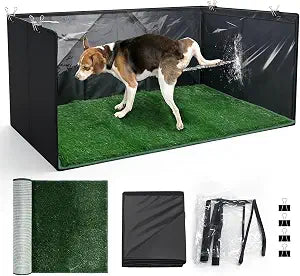 High Walls Dog Litter Box with Artificial Grass Waterproof PVC Liner Dog Pee Pad Holder Foldable Indoor Dogs Potty Tray for Puppies Small and Medium Dogs, 35.4 * 23.6 * 15.7 Inch