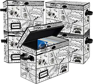 5 Pack Collection Comic Book Storage Boxes, Protector Organizer 15.8" X 7.8" X 11.8" Collapsible Short Box Holds 160-180 Comic Book Heavy Duty Bin Container Holder Shelf