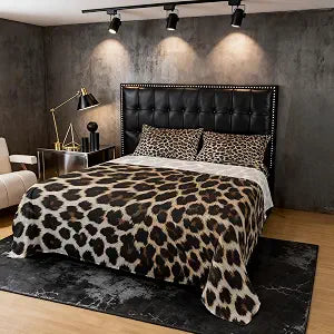 Leopard Print Bed Sheet Set Queen Size,African Cheetah Skin Print Fitted Sheet 4Pcs,Leopard Fur Pattern Fitted Sheets Luxury Wildlife Animal Theme Bedding Set with 1 Flat Sheet 2 Pillowcase,Brown
