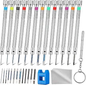 13PCS Professional Watch Screwdriver Set, AOMISIV Micro Precision Glasses Repair Kit, with 13PCS 0.6-2.0MM Extra Replace Blades, for Eyeglass Sunglass Watchmaker Jewelry Computer Phone Small Tools