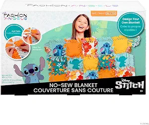 Fashion Angels Disney Stitch No-Sew Blanket Kit, Set Includes Assorted Polar Fleece Blanket Squares, Ideal Craft Activity for Girls & Boys