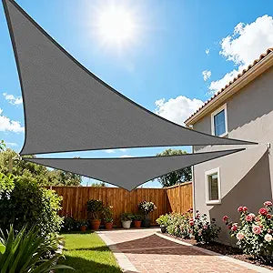 Artpuch Sun Shade Sail, 16'X16'X22.6' Dark Grey Triangle, Curved Edged Sun Shade, Commercial Grade 185GSM HDPE UV Permeable Outdoor Shade Cloth for Deck, Backyard, Patio (Custom Sizes Made)